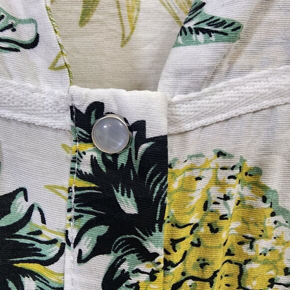 Ekouaer pearl snap front housecoat nightgown pineapple print woman's size large - Picture 6 of 14